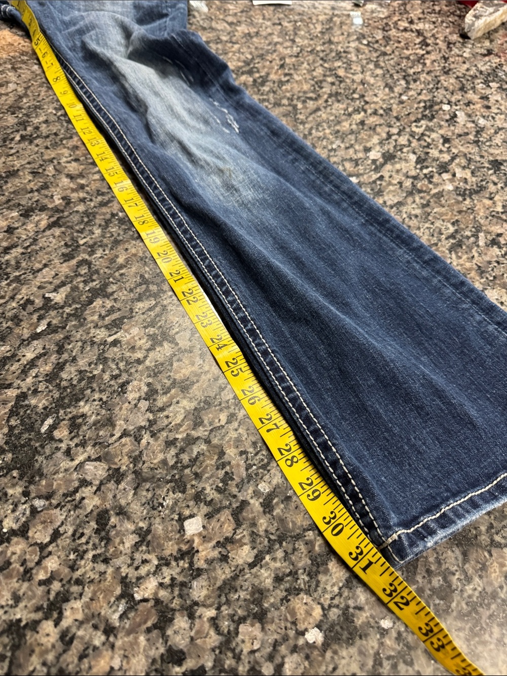 Rerock for express Y2K  low rise bootcut  Jeans with Embroidered Back Pockets 4 - Picture 13 of 14